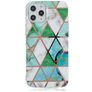 Mobigear Marble iPhone 12 Pro Max Hülle Flexibles TPU Backcover - Weiß / Grün