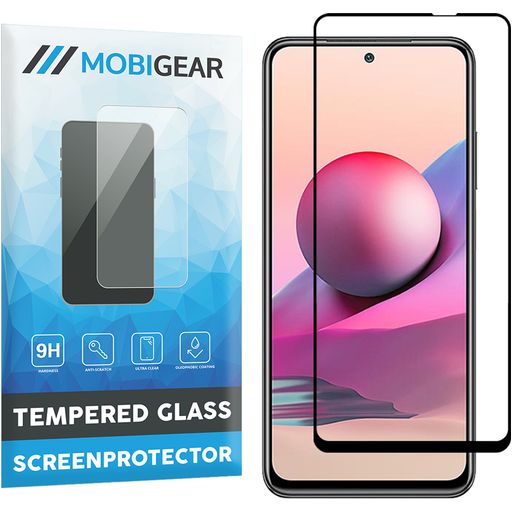 Mobigear Premium Xiaomi Redmi Note 10S Panzerglas Gehärtetes Glas Displayschutz - Hüllenfreundlich - Schwarz
