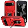 Mobigear Armor Ring Cam Slide Google Pixel 9 Pro XL Hülle Hardcase Backcover Stoßfest mit Ringhalter und Kamera Slider - Rot