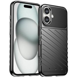 Mobigear Groove iPhone 16 Hülle Flexibles TPU Backcover - Schwarz