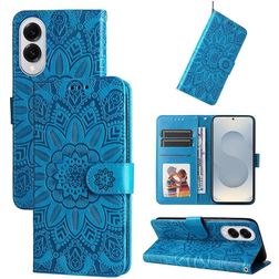Mobigear Sunflower Samsung Galaxy S25 Edge Hülle Klapphülle Geldbörse - Blau