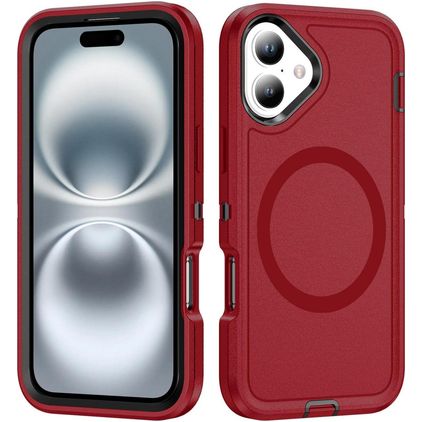 Mobigear Rugged Mag iPhone 16 Plus MagSafe Hülle Hardcase Backcover Stoßfest - Rot