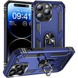 Mobigear Armor Ring iPhone 15 Pro Hülle Hardcase Backcover Stoßfest mit Ringhalter - Blau