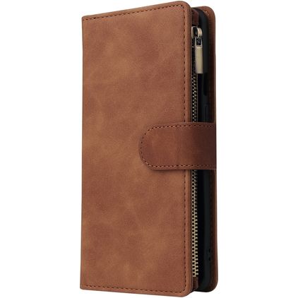 Mobigear Zipper OnePlus 8 Pro Klapphülle Portemonnaie - Braun
