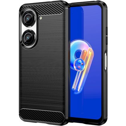 Mobigear Brushed Slim ASUS Zenfone 10 Hülle Flexibles TPU Backcover - Schwarz