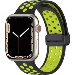 Mobigear Sport Plus Mag Silikon Apple Watch Armband Magnetverschluss - 42/41/40/38 mm - Schwarz / Grün