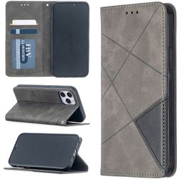 Mobigear Rhombus Slim iPhone 12 Pro Hülle Klapphülle - Grau