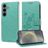Mobigear Flowers Samsung Galaxy S25 Hülle Klapphülle Geldbörse - Grün