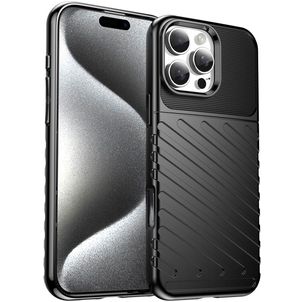 Mobigear Groove iPhone 16 Pro Max Hülle Flexibles TPU Backcover - Schwarz