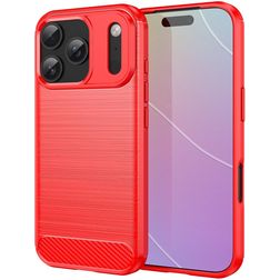 Mobigear Brushed Slim iPhone 18 Pro Hülle Flexibles TPU Backcover - Rot
