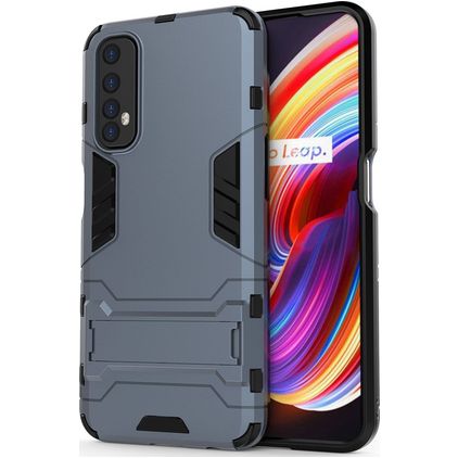Mobigear Armor Stand Realme 7 Hülle Hardcase Backcover Stoßfest mit Ständer - Blau