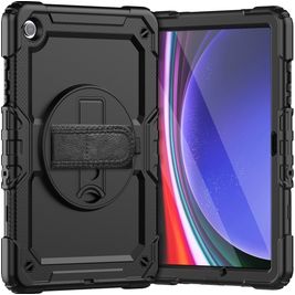 Mobigear SureGrip Xtreme Samsung Galaxy Tab A9 Plus (2023) Hülle Kunststoff,Silikon Backcover + Schulterträger + Ständer - Schwarz