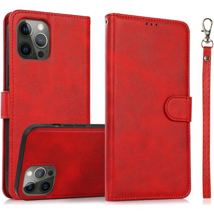 Mobigear Wallet iPhone 16 Pro Hülle Abnehmbare 2in1 Klapphülle Geldbörse - Rot