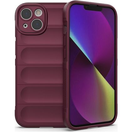 Mobigear Bumpy iPhone 14 Hülle Flexibles TPU Backcover - Weinrot