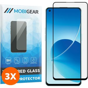 Mobigear Premium OPPO Reno 6 5G Panzerglas Gehärtetes Glas Displayschutz - Hüllenfreundlich - Schwarz (3er Pack)