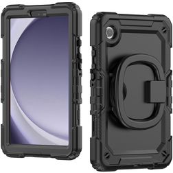 Mobilize Rotating Defender Samsung Galaxy Tab A9 (2023) Hülle Kunststoff / Silikon Backcover + Schultergurt + Ständer - Schwarz