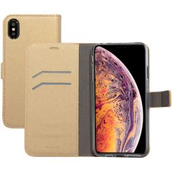 Mobiparts Saffiano Wallet iPhone XS Max Hülle Klapphülle Geldbörse - Gold