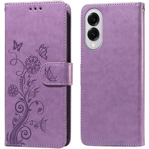 Mobigear Flowers Samsung Galaxy S25 Edge Hülle Klapphülle Geldbörse - Lila