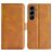 Mobigear Slim Magnet Samsung Galaxy S25 FE Hülle Klapphülle Geldbörse - Cognac