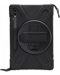 Xccess Survivor All-round Samsung Galaxy Tab S9 Plus Hülle Kunststoff,Silikon Backcover + Schulterträger + Ständer - Schwarz
