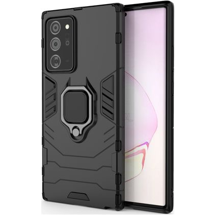 Mobigear Armor Ring Samsung Galaxy Note 20 Ultra Hülle Hardcase Backcover Stoßfest mit Ringhalter - Schwarz
