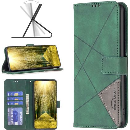 Mobigear Rhombus Google Pixel 7a Hülle Klapphülle Geldbörse - Grün