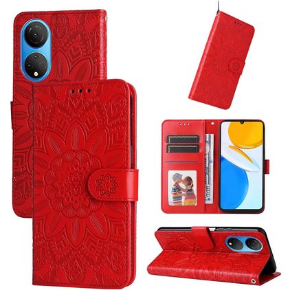 Mobigear Sunflower HONOR X7 Hülle Klapphülle Geldbörse - Rot
