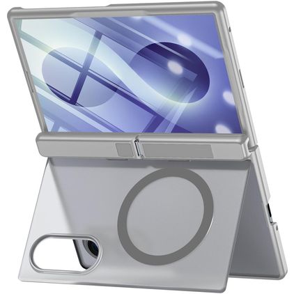 Mobigear Kickstand Samsung Galaxy Z Fold 8 MagSafe Hülle Hardcase Backcover Stoßfest mit Ständer - Grau