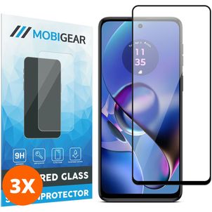 Mobigear Premium Motorola Moto G54 Panzerglas Gehärtetes Glas Displayschutz - Hüllenfreundlich - Schwarz (3er Pack)