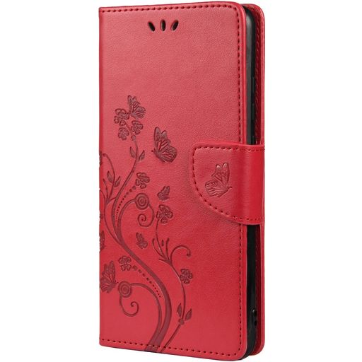 Mobigear Flowers Samsung Galaxy A33 Hülle Klapphülle Geldbörse - Rot