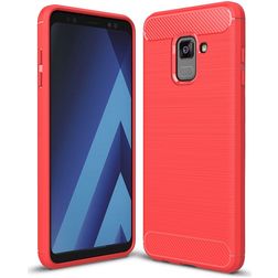 Mobigear Brushed Slim Samsung Galaxy A8 (2018) TPU (flexibel) Backcover - Rot