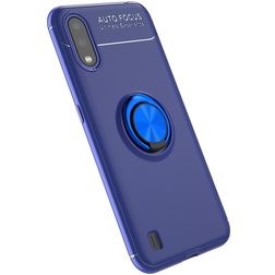 Mobigear Armor Ring Samsung Galaxy A01 Hülle Flexibles TPU Backcover Stoßfest mit Ringhalter - Blau