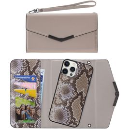 Mobilize Elegant Magnet iPhone 12 Pro Max Hülle Abnehmbare 2in1 Clutch - Beige Snake