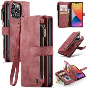 Caseme C30 iPhone 14 Pro Max Hülle Klapphülle Geldbörse - Rot