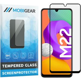 Mobigear Premium Samsung Galaxy M22 Panzerglas Gehärtetes Glas Displayschutz - Hüllenfreundlich - Schwarz