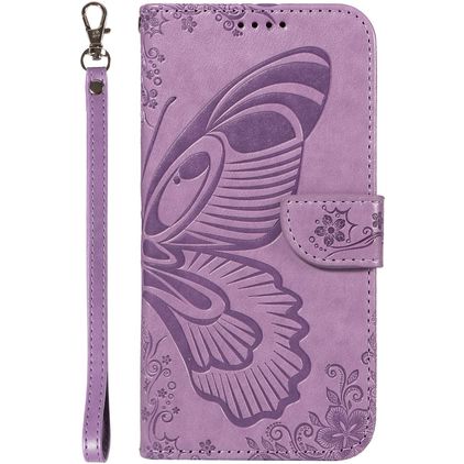 Mobigear Butterfly Samsung Galaxy S25 Plus Hülle Klapphülle Geldbörse - Lila