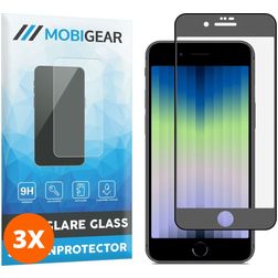 Mobigear Premium iPhone SE (2022) Panzerglas Displayschutz - Hüllenfreundlich - Schwarz (3er Pack)