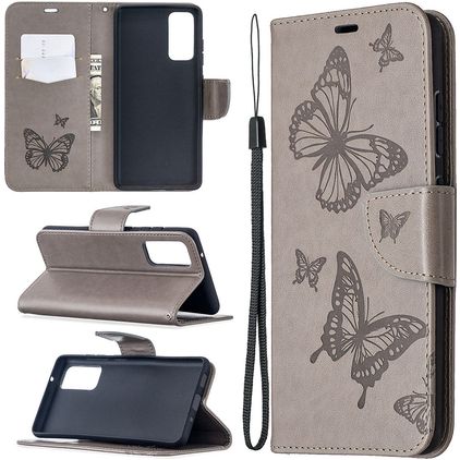 Mobigear Butterfly Samsung Galaxy S20 FE Klapphülle Portemonnaie - Grau