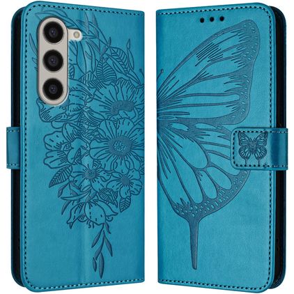 Mobigear Butterfly Samsung Galaxy Z Fold 6 Hülle Klapphülle Geldbörse - Blau