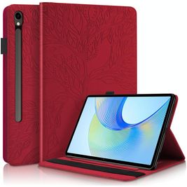 Mobigear Tree Samsung Galaxy Tab S10 FE Plus Hülle Klapphülle + Stifthalter - Rot