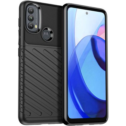 Mobigear Groove Motorola Moto E40 Hülle Flexibles TPU Backcover - Schwarz