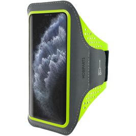 Mobiparts Comfort Fit Handyhalterung Joggen iPhone 11 Pro Sporthülle Neopren Sportarmband - Neon Green