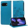 Mobigear Flowers Google Pixel 9a Hülle Klapphülle Geldbörse - Blau