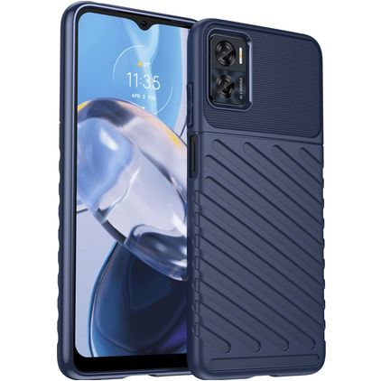 Mobigear Groove Motorola Moto E22 Hülle Flexibles TPU Backcover - Blau