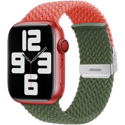 Mobigear Braided Dual Nylon Apple Watch Armband Klappschließe - 49/46/45/44 mm - Grün / Orange