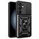 Mobigear Armor Ring Cam Slide Samsung Galaxy S24 FE Hülle Hardcase Backcover Stoßfest mit Ringhalter und Kamera Slider - Schwarz