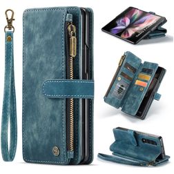 Caseme C30 Samsung Galaxy Z Fold 4 Hülle Klapphülle Geldbörse - Blau