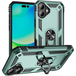 Mobigear Armor Ring iPhone 17 Hülle Hardcase Backcover Stoßfest mit Ringhalter - Grün
