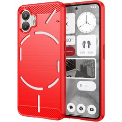 Mobigear Brushed Slim Nothing Phone (2) Hülle Flexibles TPU Backcover - Rot