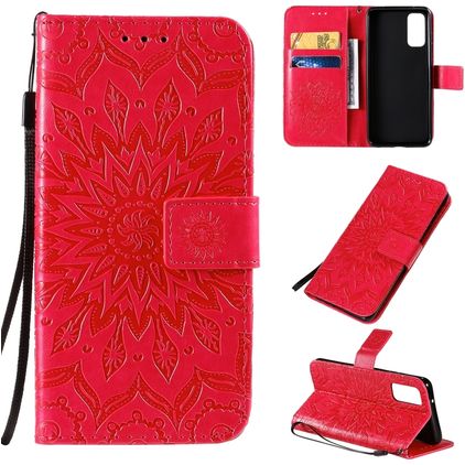 Mobigear Sunflower Samsung Galaxy S20 Hülle Klapphülle Geldbörse - Rot